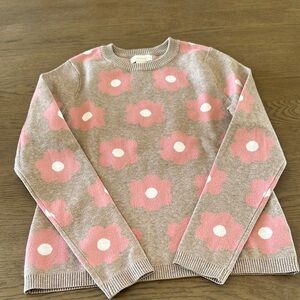 Floral Pink and Tan Sweater